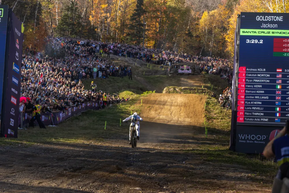 Jackson Golstone crosses the finish line - Dave Trumpore
